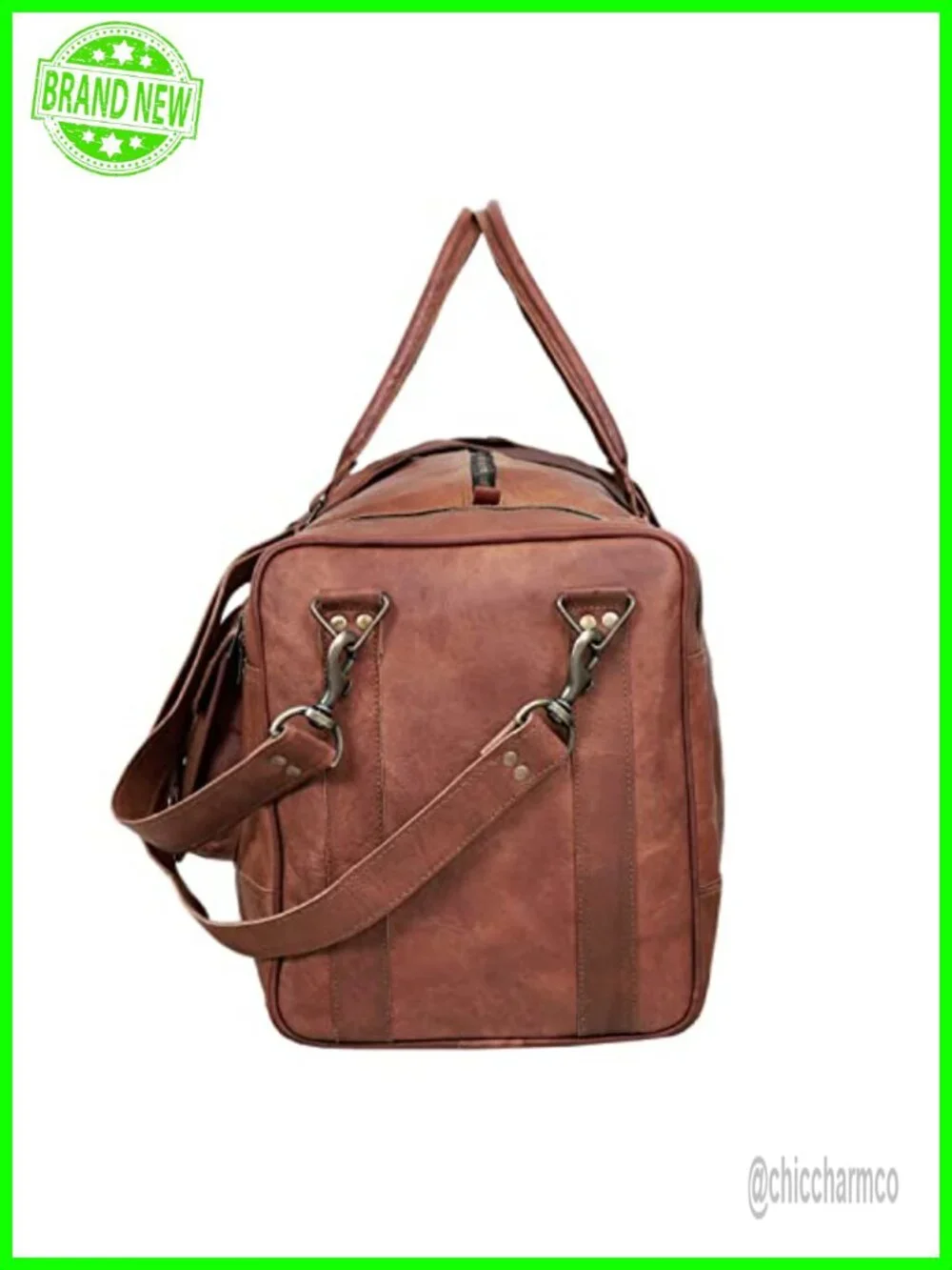 Handcrafted Full-Grain Leather Duffle Bag Travel Weekender Carry On 30 Inch